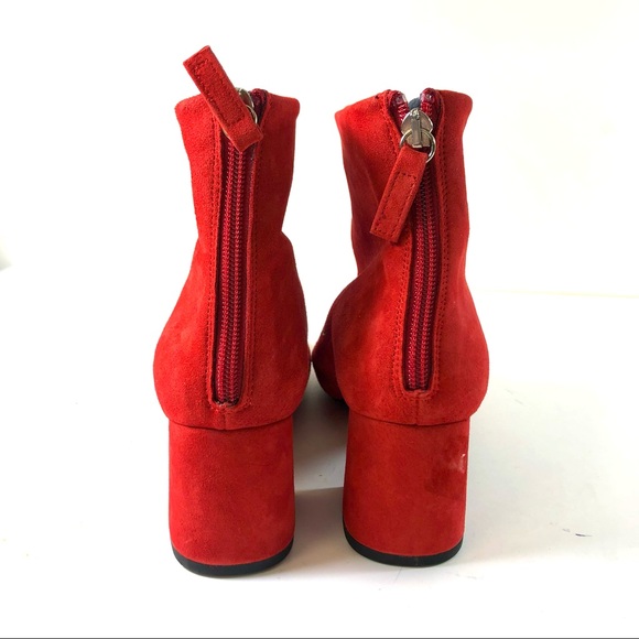 TOPSHOP women red suede back zip booties NWOT, 6,5 - Picture 8 of 10
